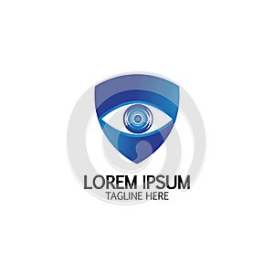 Creative Shield Eye Vision Logo Design Symbol Vector Illustration