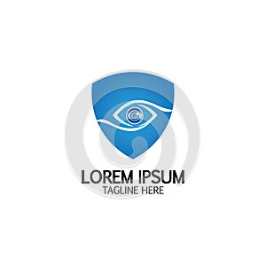 Creative Shield Eye Vision Logo Design Symbol Vector Illustration
