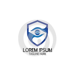 Creative Shield Eye Vision Logo Design Symbol Vector Illustration