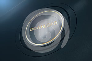 Creative shiny donwload button on background. 3D Rendering