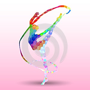 Creative silhouette of gymnastic girl