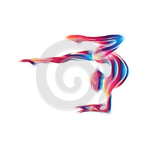 Creative silhouette of gymnastic girl. Art gymnastics