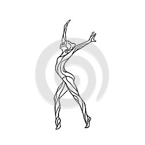 Creative silhouette of gymnastic girl. Art gymnastics dancing woman, vector illustration