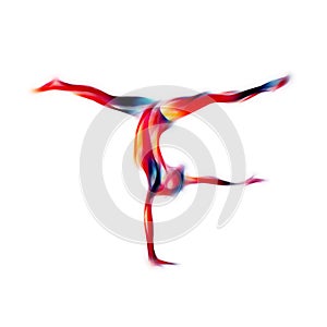 Creative silhouette of gymnastic girl. Art gymnastics flexible girl