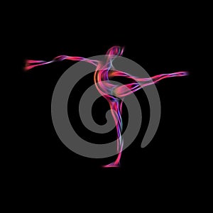 Creative silhouette of gymnastic girl. Art gymnastics flexible girl