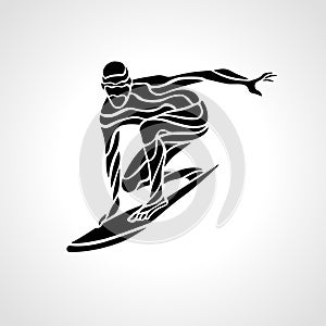 Creative silhouette of surfer photo