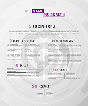 Creative simple cv template wtih polygonal world map background.