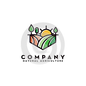 creative simple farm logo design, colorful agriculture logo vector
