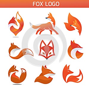 Creative simple fox Animal logo collection