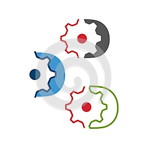 creative simple gear logo design. gear and cogs vector. Sign of machine work design modern industry company logo icon illustration