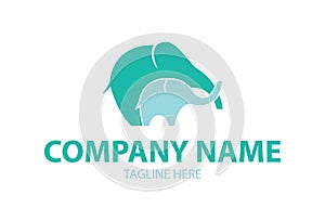 Green Simple Elephant Logo Design Concept