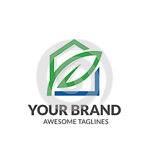Creative simple Green house logo vector