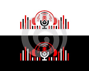 Creative Singer Music And Audio Record Logo Design With Headphones Symbol Concept