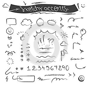 Creative sketchy accents and symbols vector set photo