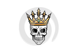 Creative Skull Crown Logo Design Illustration