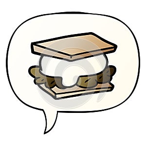 A creative smore cartoon and speech bubble in smooth gradient style