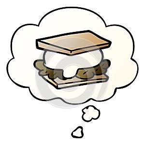 A creative smore cartoon and thought bubble in smooth gradient style