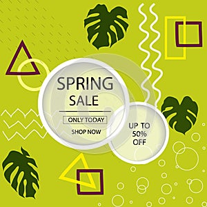 Creative Spring Sale headers or banners with discount offer. Art posters. Design for seasonal clearance. It can be used