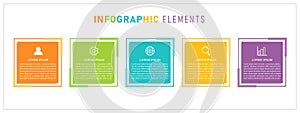 Creative square infographic elements with icon for business presentation vector png