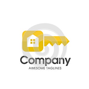 Creative square key of real estate logo
