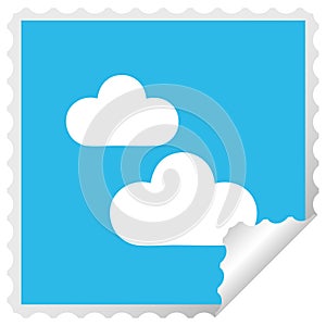 A creative square peeling sticker cartoon snow cloud