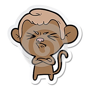 sticker of a cartoon angry monkey
