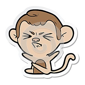sticker of a cartoon angry monkey