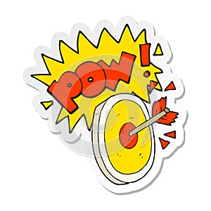 A creative sticker of a cartoon arrow hitting target