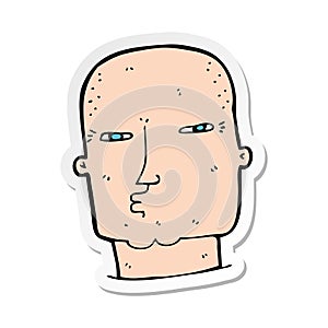 A creative sticker of a cartoon bald tough guy