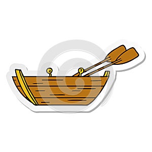 A creative sticker cartoon doodle of a wooden boat