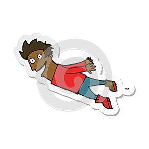 A creative sticker of a cartoon drenched man flying