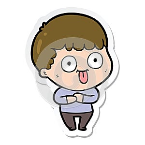 A creative sticker of a cartoon dumb kid