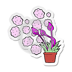 A creative sticker of a cartoon excotic flowers