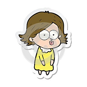 A creative sticker of a cartoon girl pouting