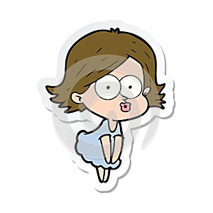 A creative sticker of a cartoon girl pouting