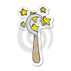 A creative sticker of a cartoon magic sickle