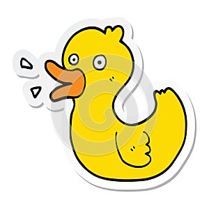 A creative sticker of a cartoon quacking duck