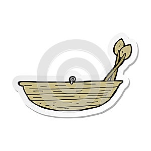 A creative sticker of a cartoon rowing boat