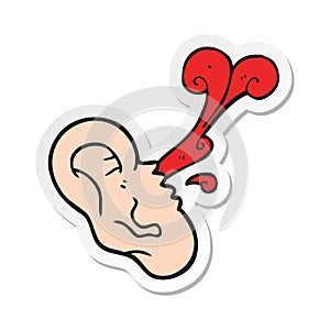 A creative sticker of a cartoon severed ear