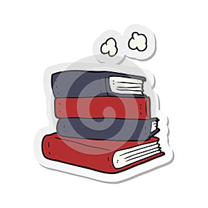 A creative sticker of a cartoon stack of books