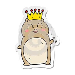 A creative sticker of a cartoon waving hamster