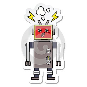 A creative sticker of a cute cartoon crazed robot photo