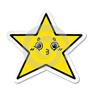 A creative sticker of a cute cartoon gold star