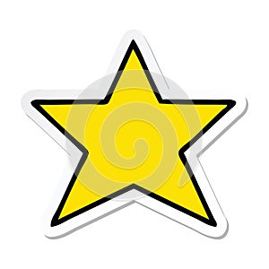 A creative sticker of a cute cartoon gold star