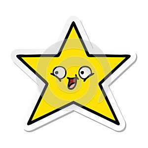 A creative sticker of a cute cartoon gold star