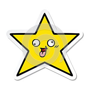 A creative sticker of a cute cartoon gold star