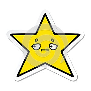 A creative sticker of a cute cartoon gold star