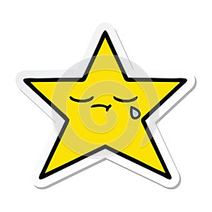 A creative sticker of a cute cartoon gold star