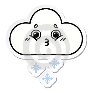 A creative sticker of a cute cartoon snow cloud