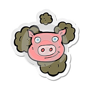 A creative sticker of a dirty pig cartoon